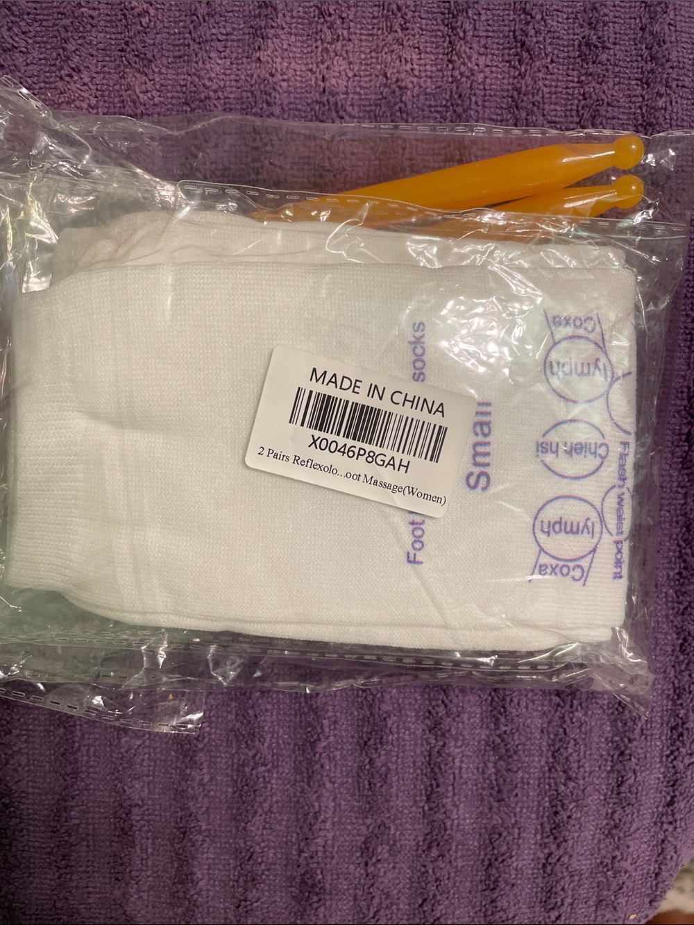 White Foot Massage Socks - 2 Pair